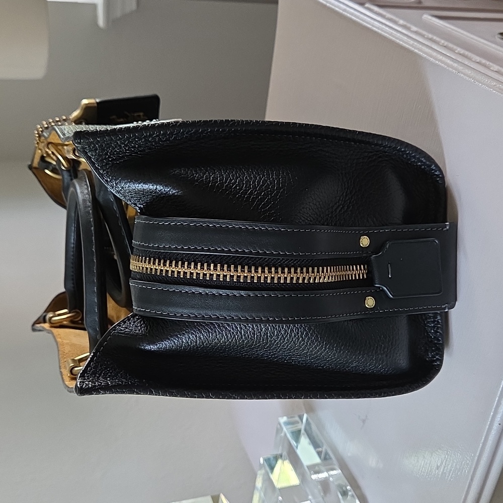 COACH Rogue 25 Black Tea Rose Leather Crossbody Bag - Picture 9 of 16